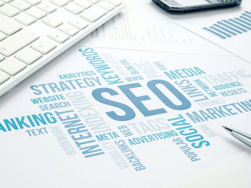Seo business concept cloud chart print document.